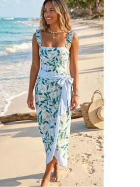 IDOPIP Floral Bathing Suit with Matching Sarong NWT
